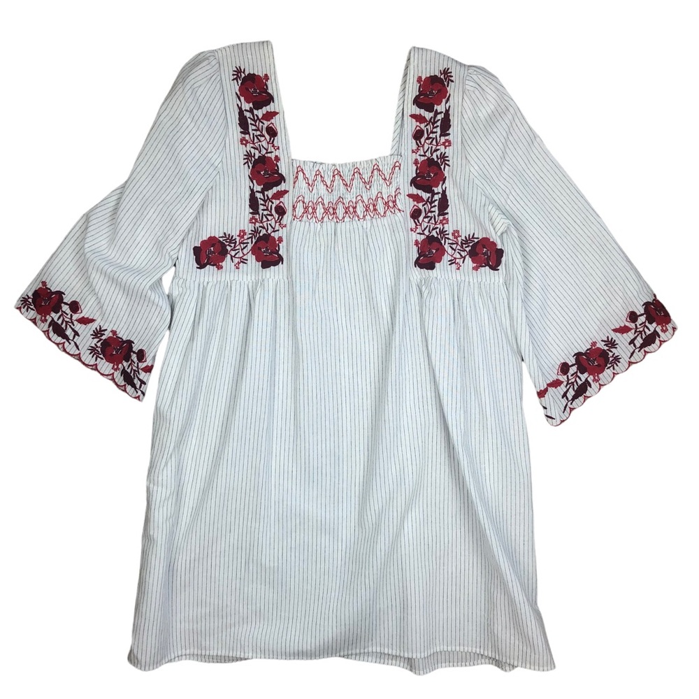 Entro Dress Boho Embroidered Red Floral Bohemian Size Small